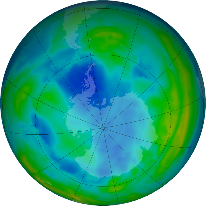 Antarctic ozone map for 01 August 2008